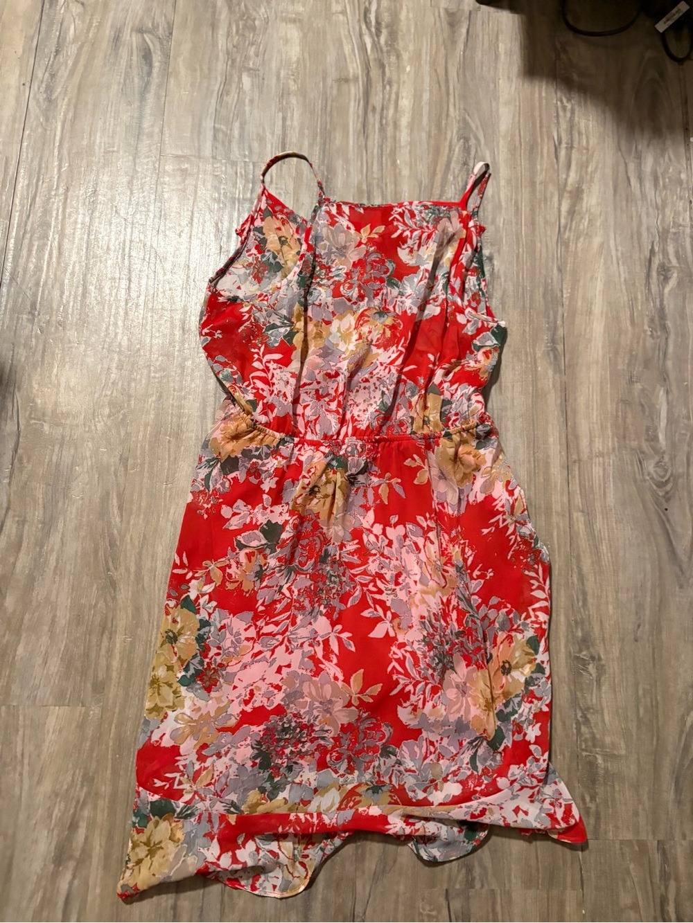 bobeau Red Floral Spaghetti-Strap Mini Dress